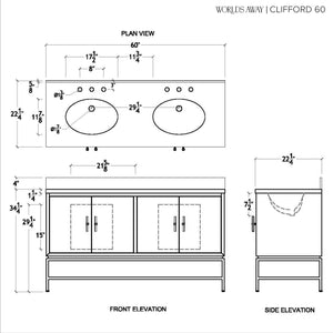 Clidfford Bath Vanity in Matte Dark Burl Wood
