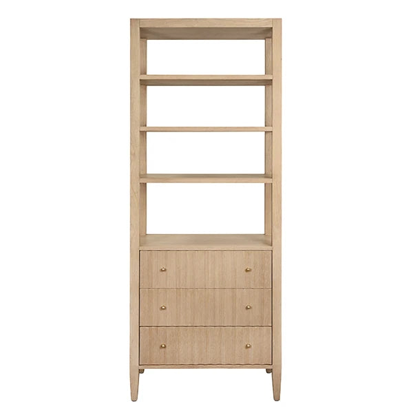 Three Drawer Etagere With Fluted Detail In Cerused Oak