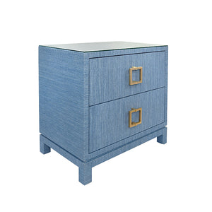 Cole Side Table in Blue Dyed Grasscloth