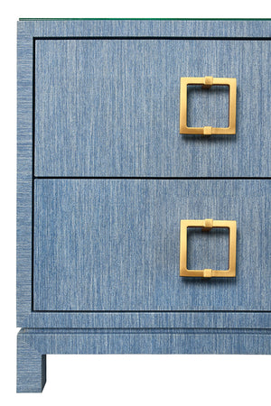 Cole Side Table in Blue Dyed Grasscloth