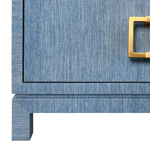 Cole Side Table in Blue Dyed Grasscloth