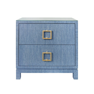 Cole Side Table in Blue Dyed Grasscloth