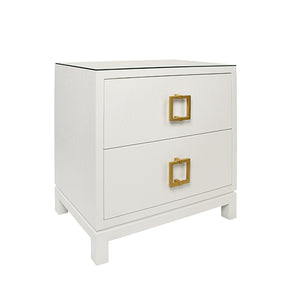 Cole Side Table in White Textured Linen