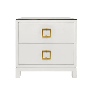 Cole Side Table in White Textured Linen