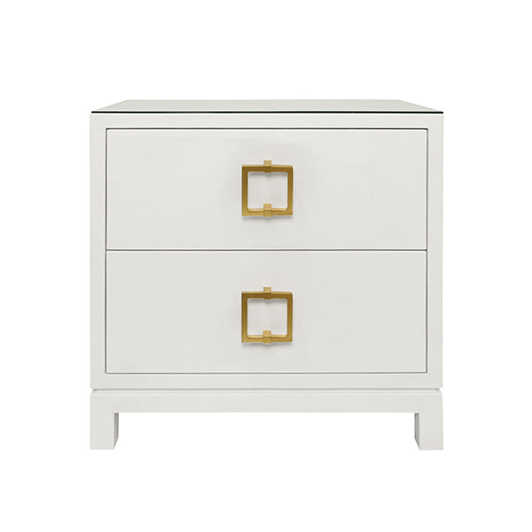 Cole Side Table in White Textured Linen