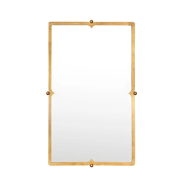 Rectangle Mirror With Decorative Ball Detail In Gold Leaf