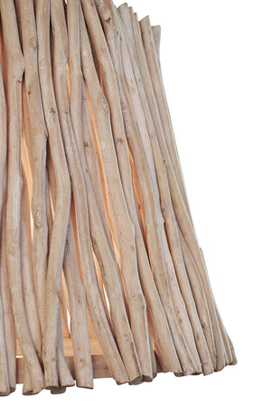 Crew Tapered Drum Pendant in Whitewashed Eucalyptus Wood