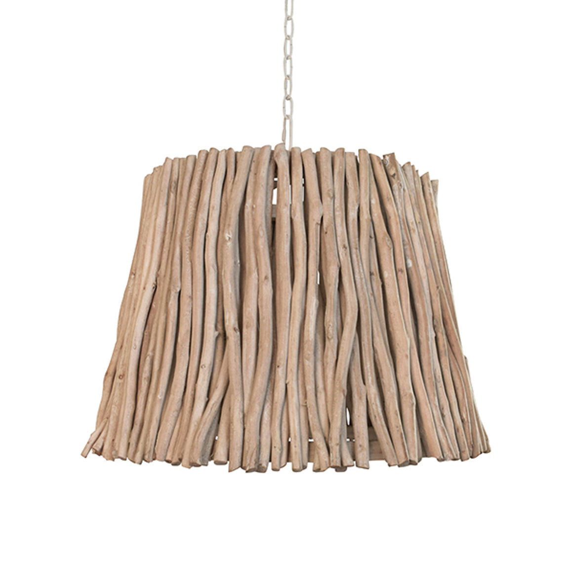 Crew Tapered Drum Pendant in Whitewashed Eucalyptus Wood