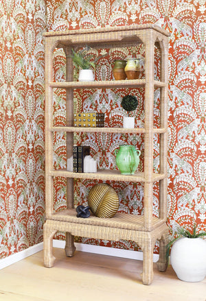 Cavalier Ming Style Etagere in Woven Rattan