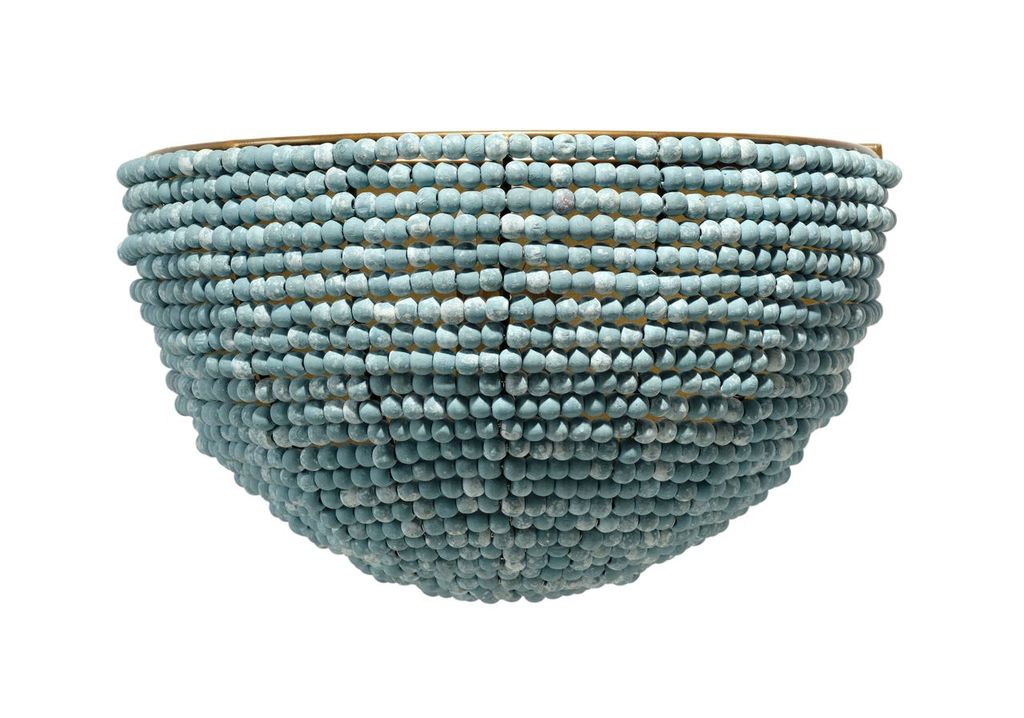 Barnacle 1-Light Beaded Demi Lune Wall Sconce, Blue