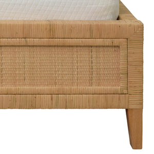 Dolly Winged Headboard and Platform in Wrapped Rattan, Twin Size