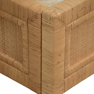 Dolly Winged Headboard and Platform in Wrapped Rattan, Twin Size