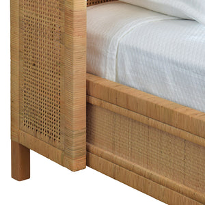 Dolly Winged Headboard and Platform in Wrapped Rattan, Twin Size
