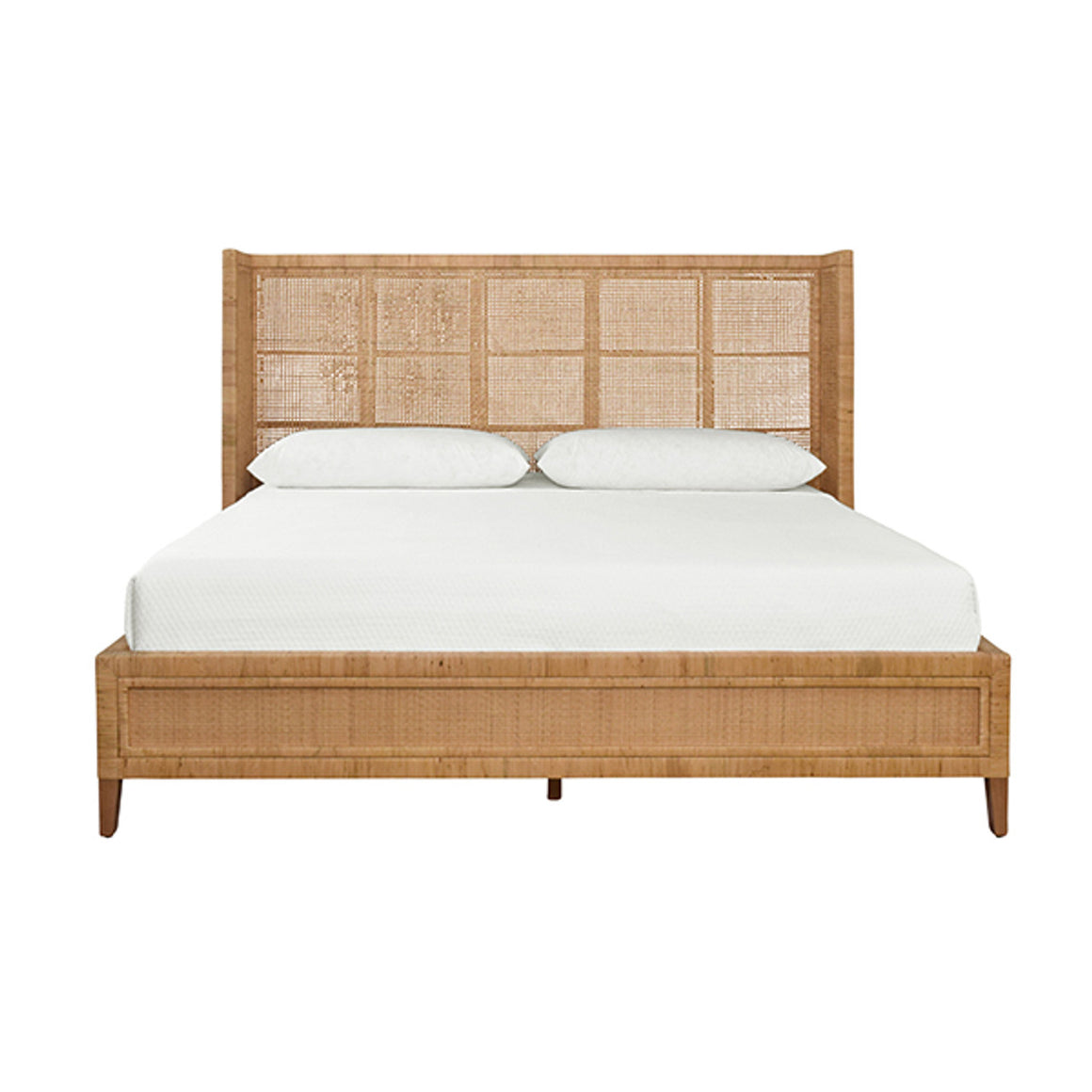 Dolly Winged Headboard and Platform in Wrapped Rattan, King Size