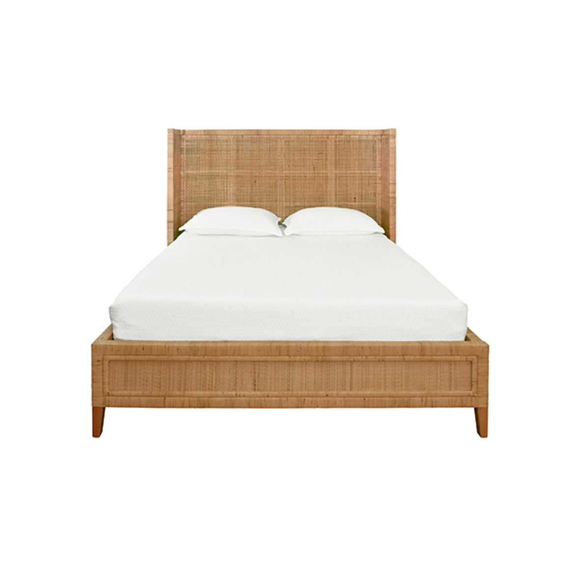 Dolly Winged Headboard and Platform in Radio Weave Wrapped Rattan, Queen Size