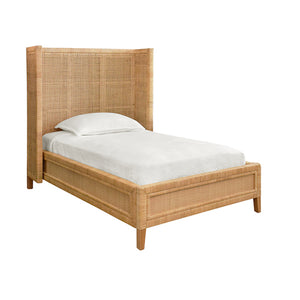 Dolly Winged Headboard and Platform in Wrapped Rattan, Twin Size