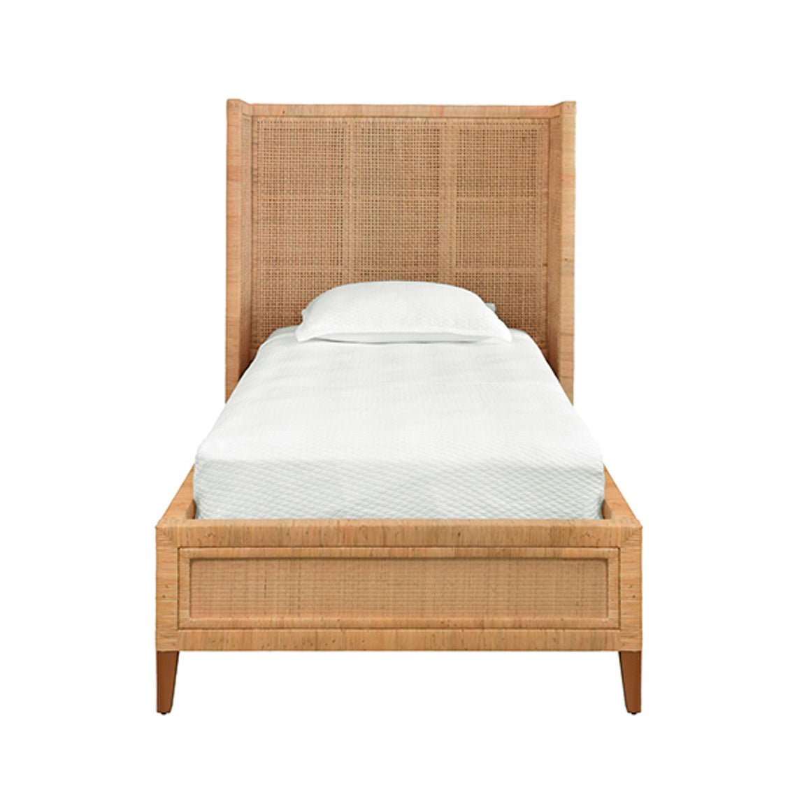 Dolly Winged Headboard and Platform in Wrapped Rattan, Twin Size