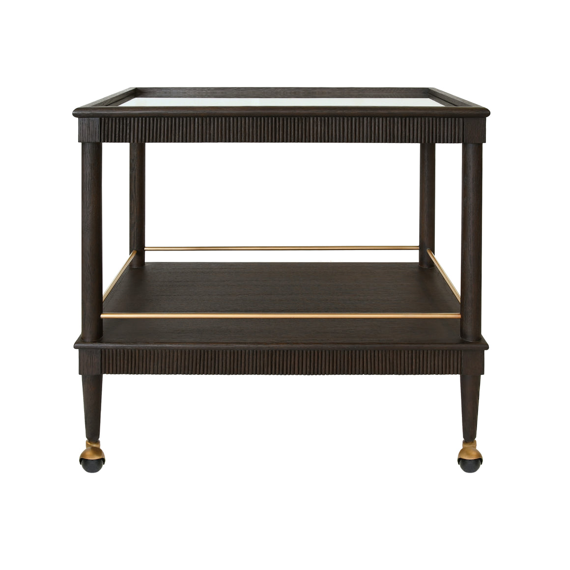 Dublin Classic Bar Cart with Fluted Detail in Espresso Oak