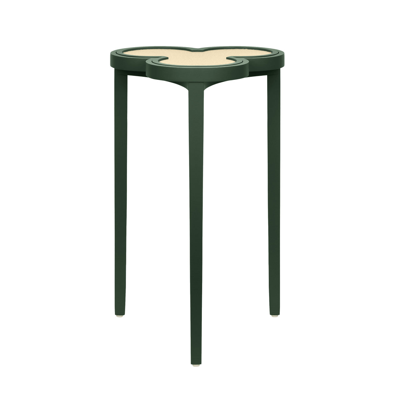 Dylan Clover Cigar Table With Reversible Lacquer And Natural Grasscloth Top In Matte Dark Green Lacquer