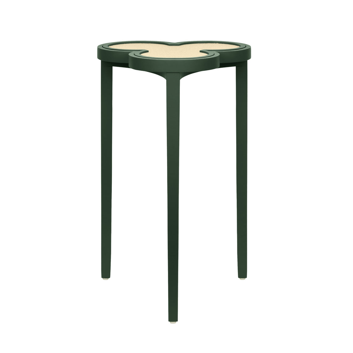 Dylan Clover Cigar Table With Reversible Lacquer And Natural Grasscloth Top In Matte Dark Green Lacquer