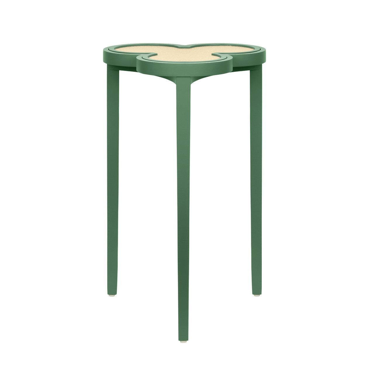 Dylan Clover Cigar Table With Reversible Lacquer And Natural Grasscloth Top In Matte Green Lacquer