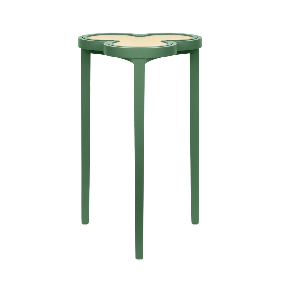 Dylan Clover Cigar Table With Reversible Lacquer And Natural Grasscloth Top In Matte Green Lacquer