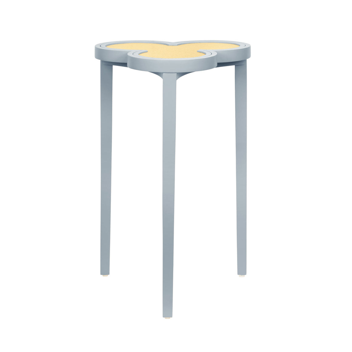 Dylan Clover Cigar Table With Reversible Lacquer And Natural Grasscloth Top In Matte Light Blue Lacquer