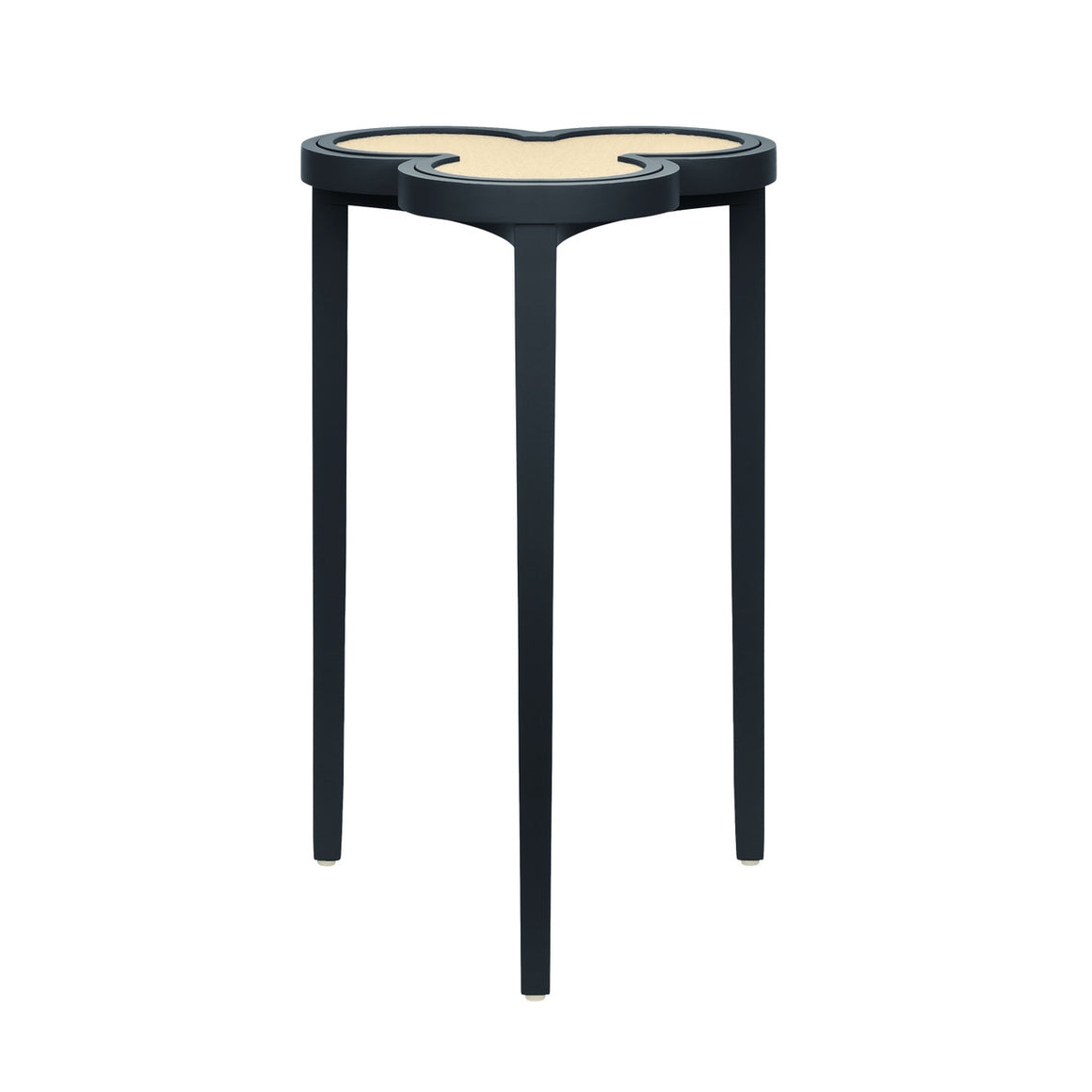 Dylan Clover Cigar Table With Reversible Lacquer And Natural Grasscloth Top In Matte Navy Lacquer