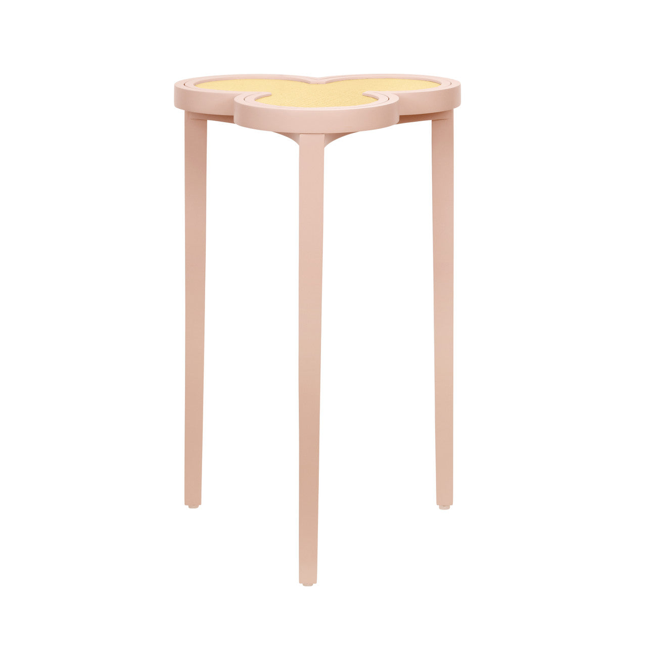 Dylan Clover Cigar Table With Reversible Lacquer And Natural Grasscloth Top In Matte Pink Lacquer