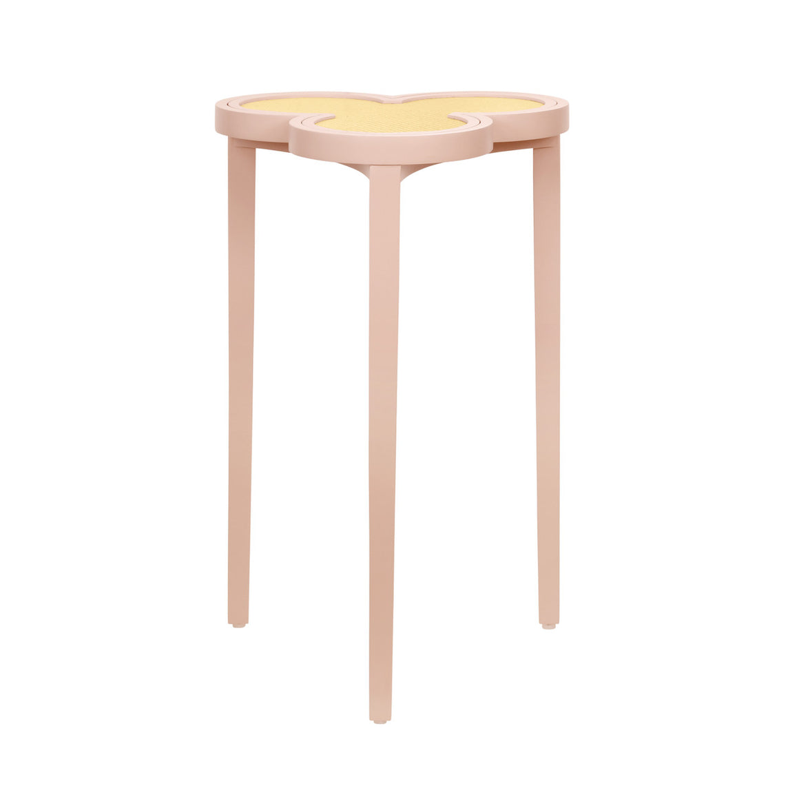 Dylan Clover Cigar Table With Reversible Lacquer And Natural Grasscloth Top In Matte Pink Lacquer