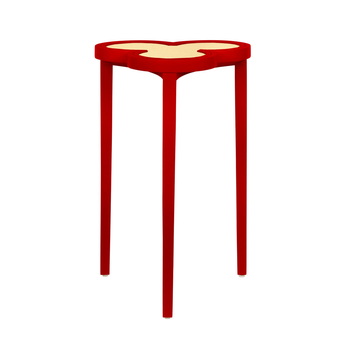 Dylan Clover Cigar Table With Reversible Lacquer And Natural Grasscloth Top In Matte Red Lacquer