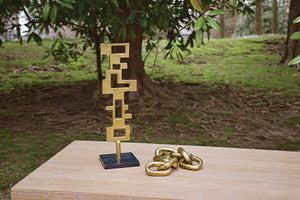Dax Aluminum Metal Chain Link Object in Textured Brass Finish
