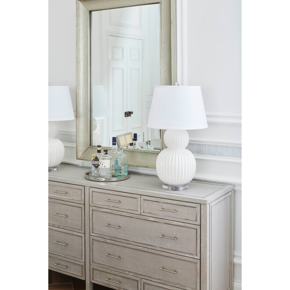 Bungalow 5 Meridian Modern Classic Double Gourd White Ceramic Paper Table Lamp White Paper Shade Kathy Kuo Home