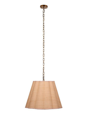 Scalloped 1-Light Pendant, Raffia