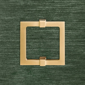 Effie Four Door Buffet with Large Brass Square Hardware in White Dyed Grasscloth