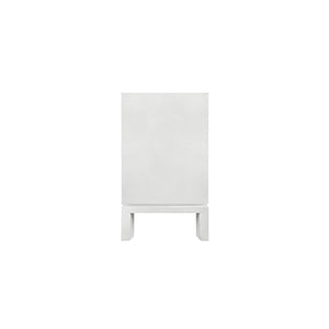 Effie Four Door Buffet with Large Brass Square Hardware in White Dyed Grasscloth