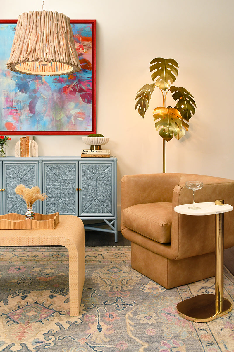 Eleanor Rattan Cabinet with Blue Rope Doors