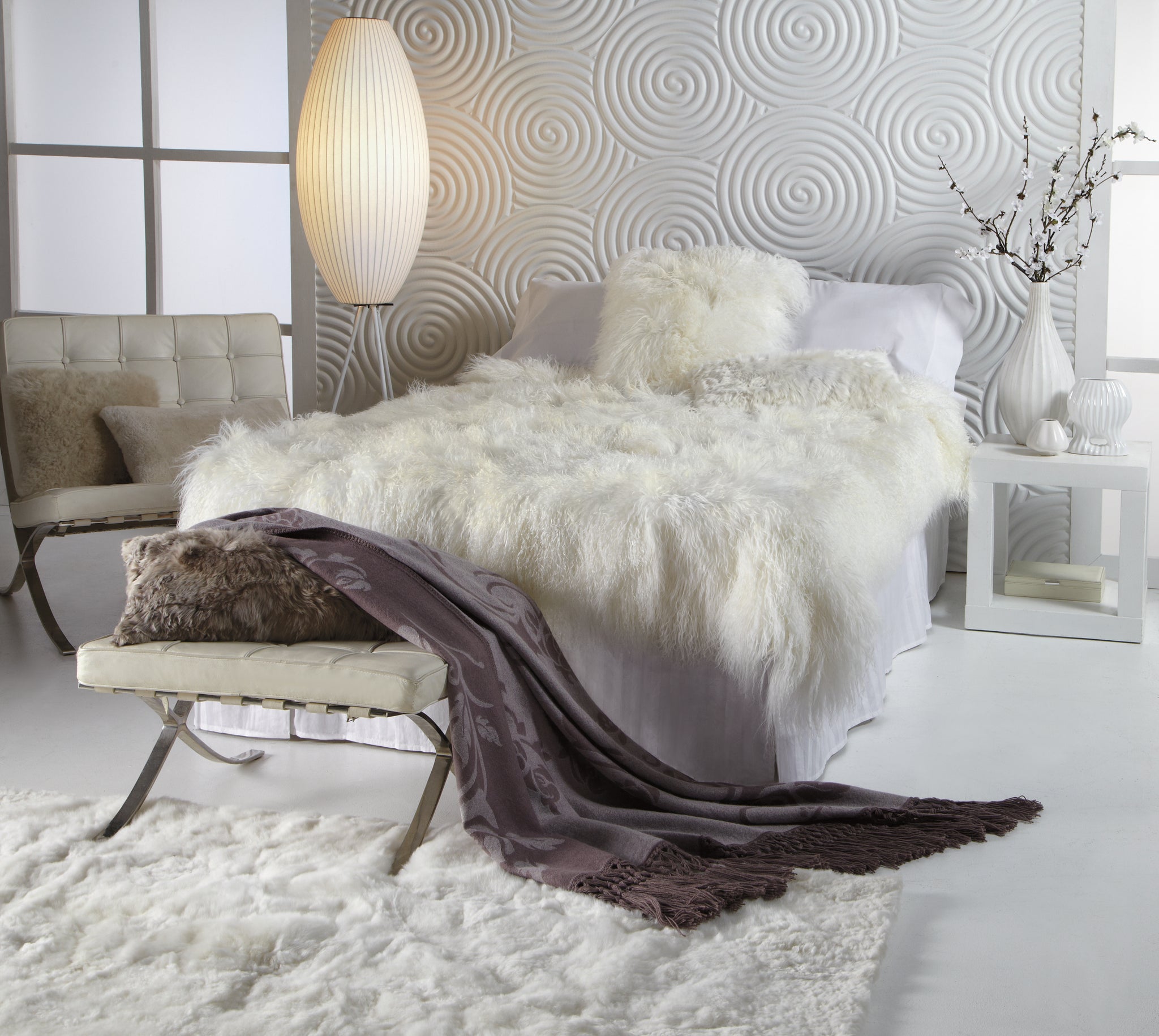 Tibetan Lamb Throw IVORY