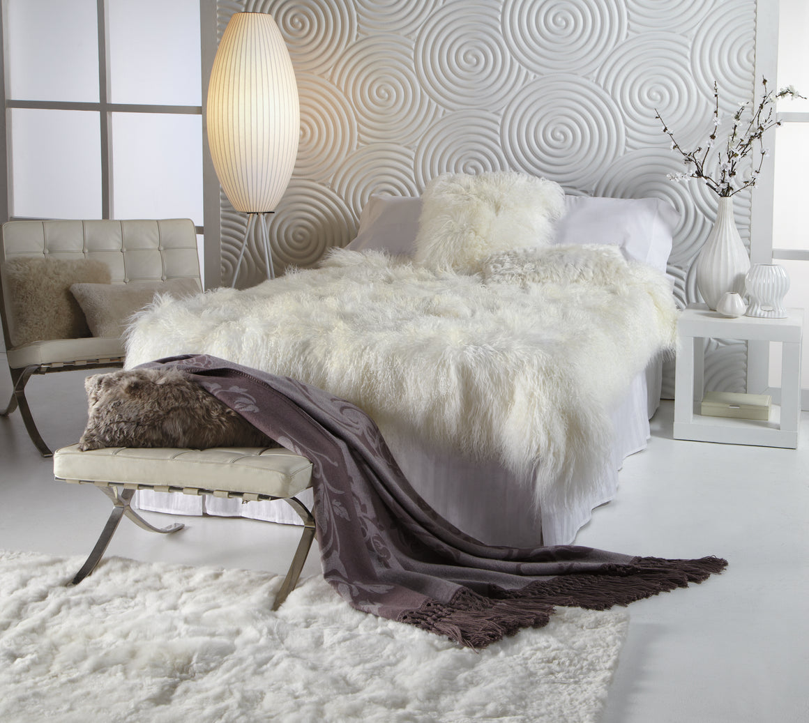 Tibetan Lamb Throw IVORY