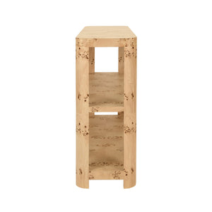 Emery Tier Tier Console With Curved Corners In Burl Wood