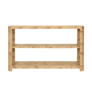Emery Tier Tier Console With Curved Corners In Burl Wood