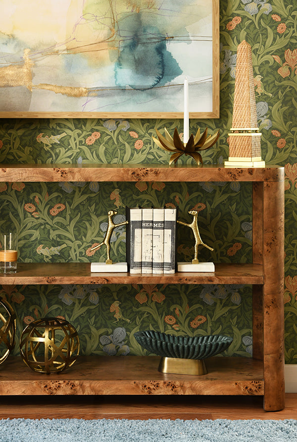 Oval Fluted Green Marble Bowl with Brass Base