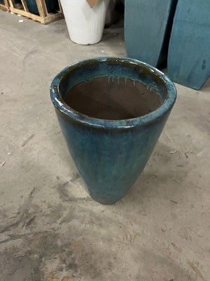 Small Tapered Round Planter with Teal Glaze