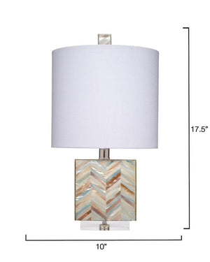 Garbo Mother of Pearl Table Lamp, Blue