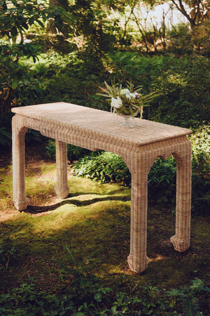 Fabian Ming Style Console Table in Woven Rattan