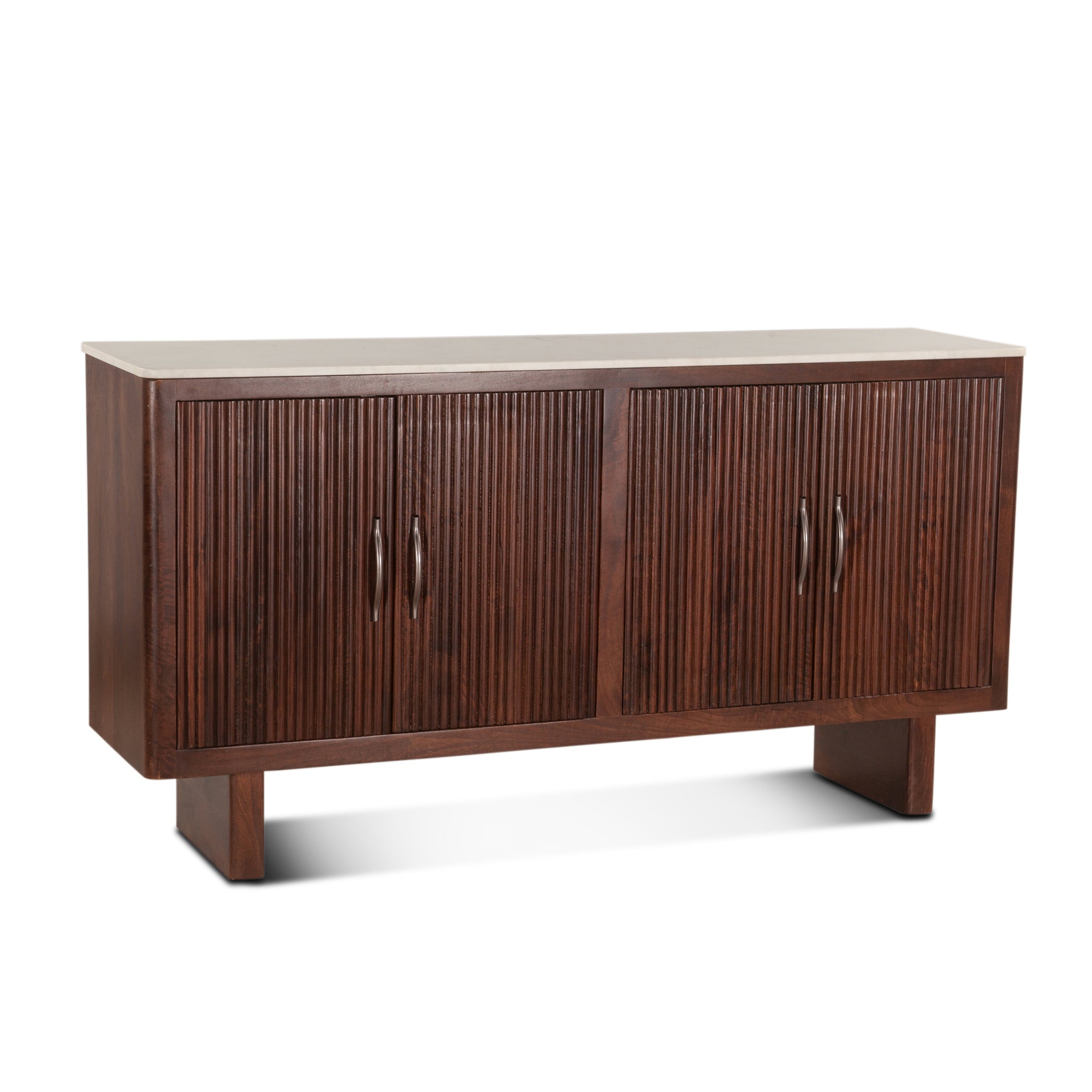 Positano 68in Mango Wood and White Marble Sideboard