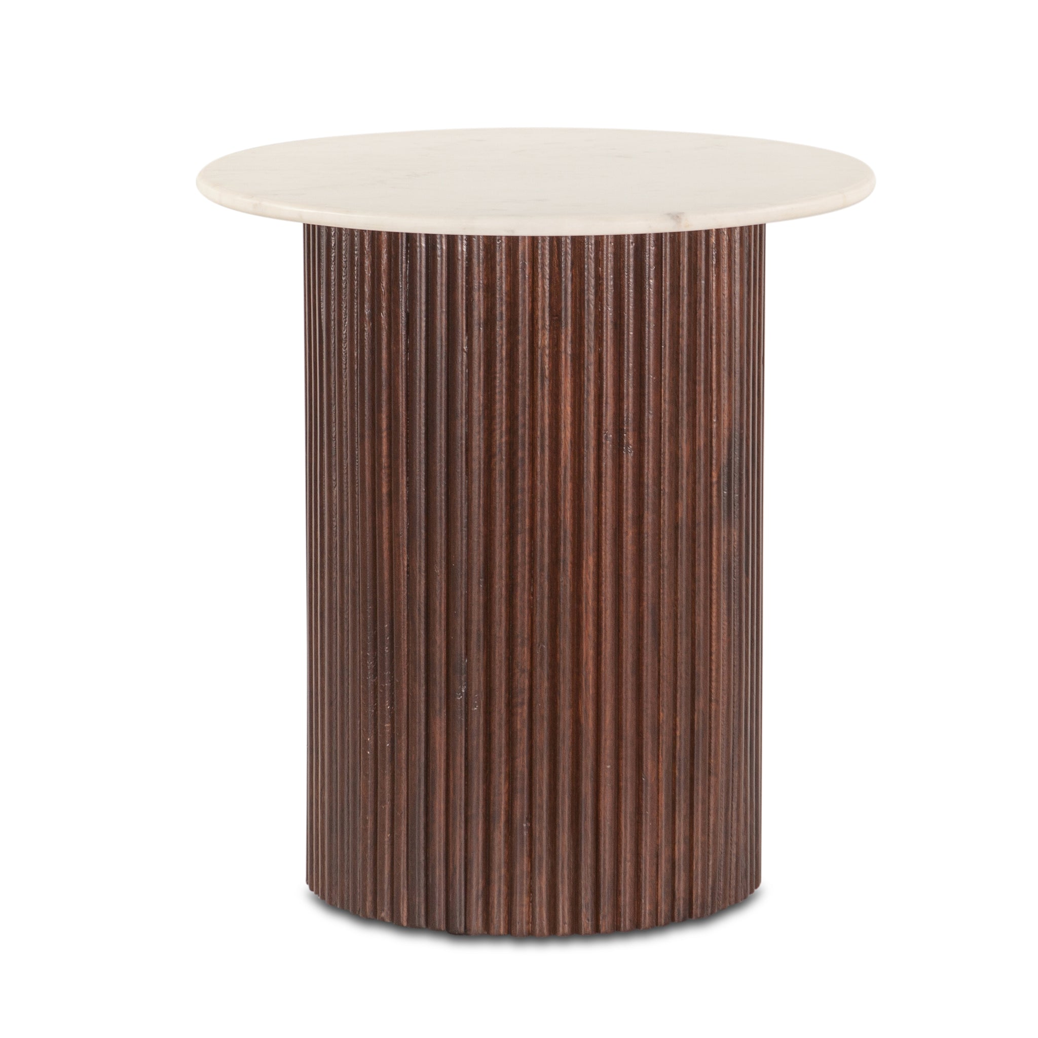 Positano 22in Mango Wood and White Marble Side Table