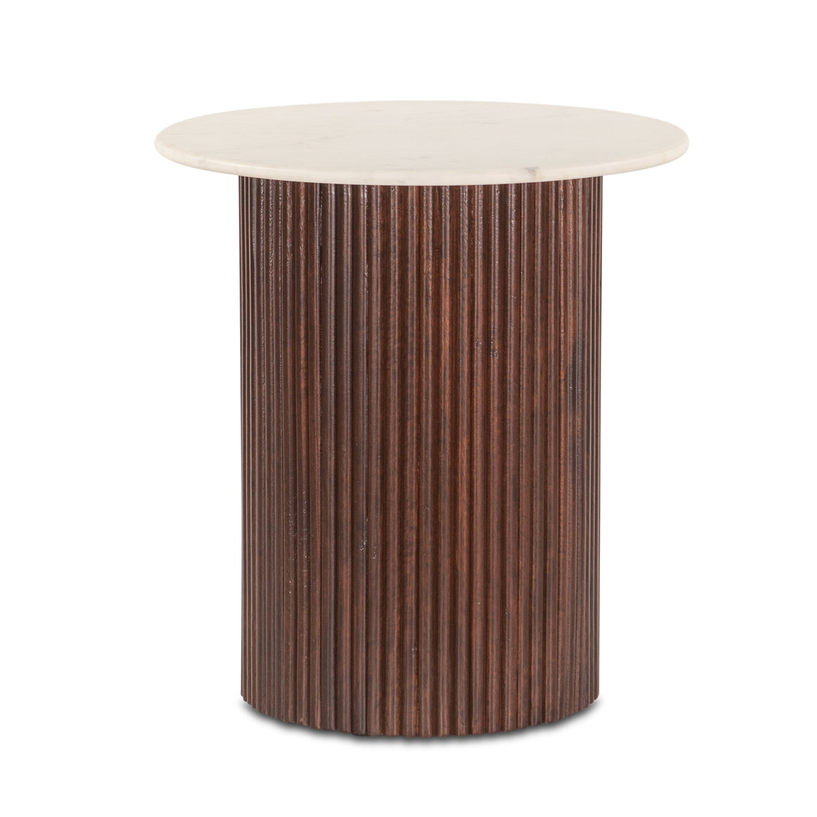 Positano 22in Mango Wood and White Marble Side Table
