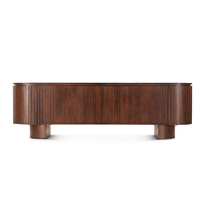 Athens 79" Media Cabinet in Aged Mahogany Finish