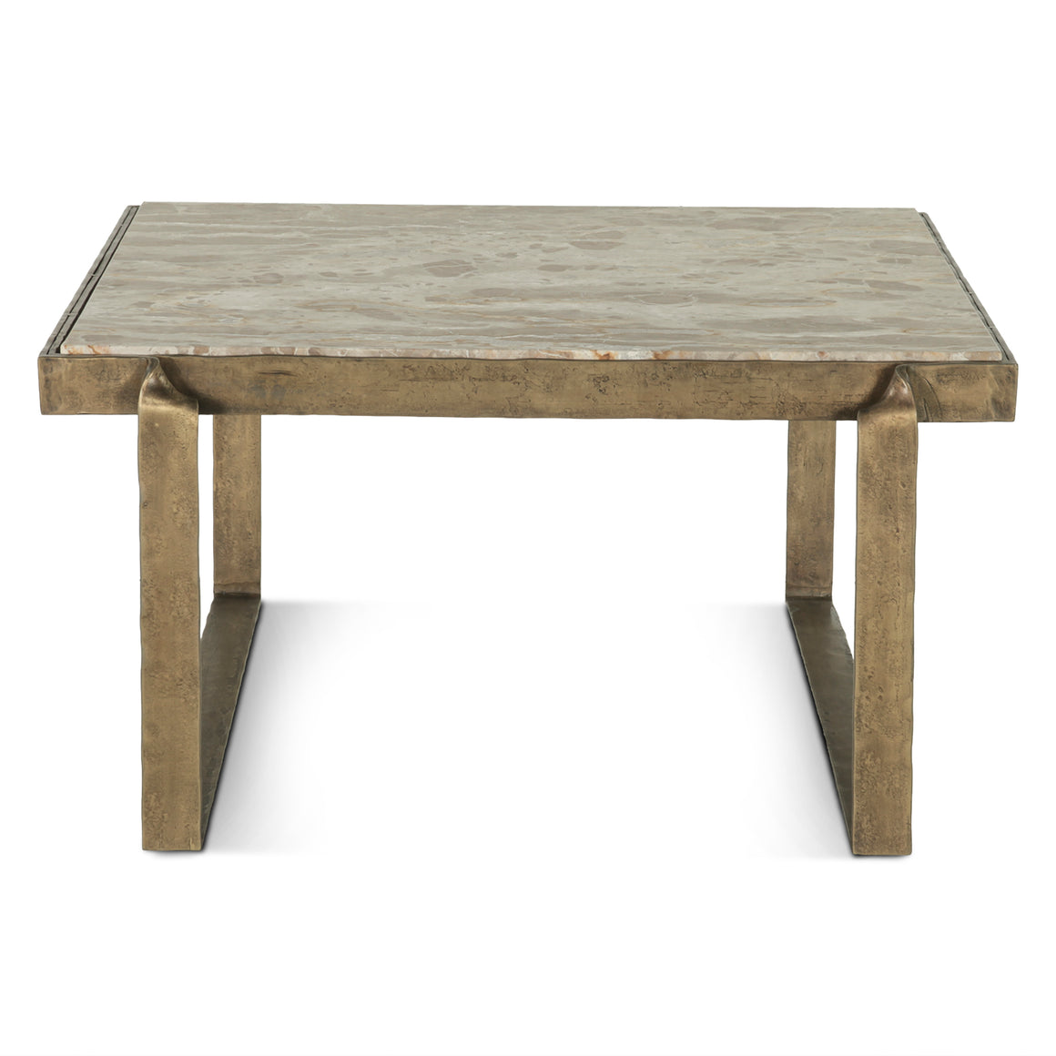 Rhodes 32" Coffee Table with Marble and Antique Brass